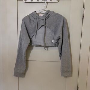 Cropped Gray Hoodie Sweatshirt